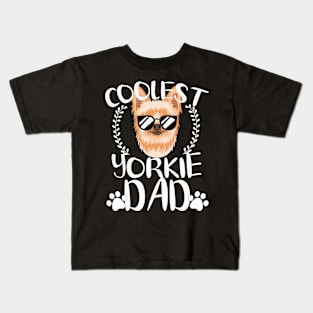 Glasses Coolest Yorkie Dog Dad Kids T-Shirt